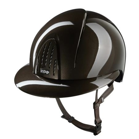 Casco Kep Smart Nova metal pulido marrón visera polo