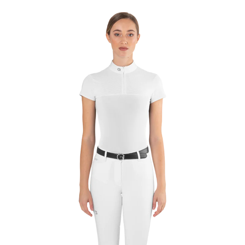 Polo de concurso de malla Ego7 de manga corta para mujer