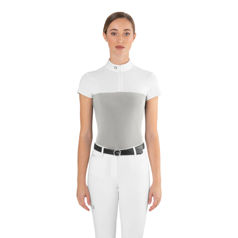 Polo de concurso de malla Ego7 de manga corta para mujer Gris hielo