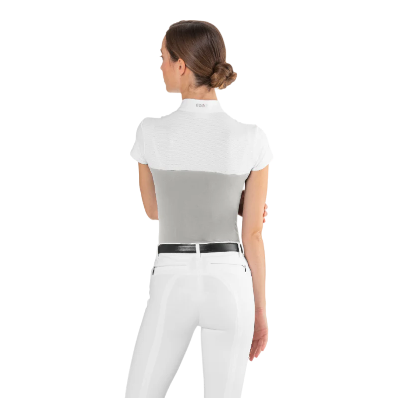Polo de concurso de malla Ego7 de manga corta para mujer Gris hielo Polo de concurso de malla Ego7 de manga corta para mujer Gris hielo