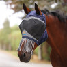 Máscara antimoscas Shires FlyGuard Pro de malla fina con pasaje para orejas y nariz con flecos - Marino
