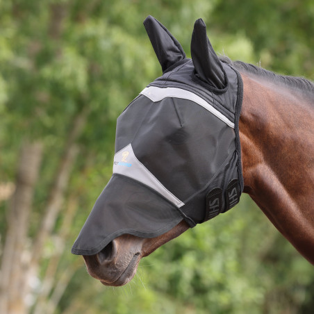 Máscara anti-moscas Shires FlyGuard Pro de malla fina con orejas y nariz