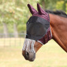 Máscara anti-moscas Shires FlyGuard Pro Deluxe con orejas, nariz y flecos - Negro cereza