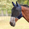 Máscara anti-moscas Shires FlyGuard Pro Deluxe con orejas, nariz y flecos - Marino