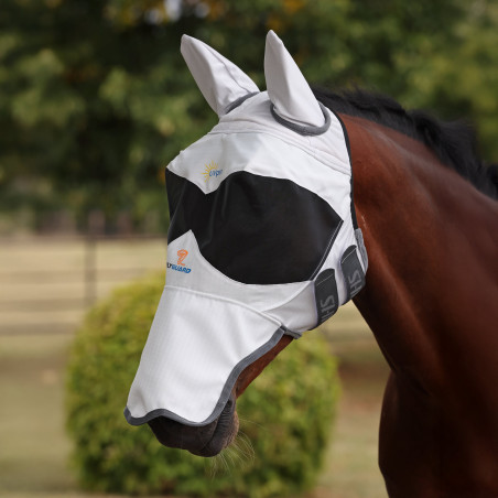 Máscara antimoscas Shires FlyGuard Pro Sun Shade con orejas y nariz cuadrada