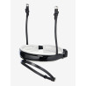 Muserola LeMieux Kudos enrollada en cuero charolado - Negro / blanco