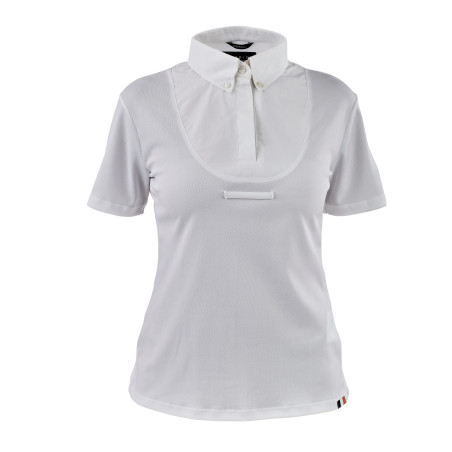 Blusa con lazada de cuello de manga corta para joven jinete Shires Aubrion