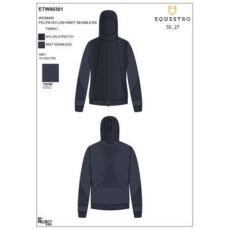Sudadera técnica de mujer con capucha e inserciones de micromalla