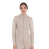 Sudadera técnica de mujer con capucha e inserciones de micromalla - Oxford tostado