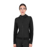 Sudadera técnica de mujer con capucha e inserciones de micromalla - Negro