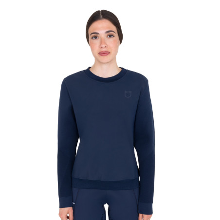 Sudadera técnica de mujer con cuello redondo y paneles de micro malla