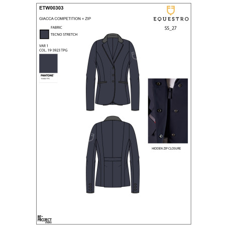 Chaqueta de concurso para mujer con cremallera y botones
