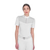 Polo de concurso para mujer de corte entallado con inserciones de tejido similar a la seda - Blanco