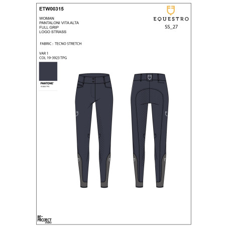 Pantalones de mujer full grip de tiro alto con logo de strass