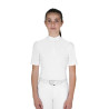 Polo de concurso para niña de corte entallado con botones - Blanco