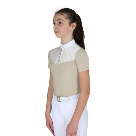 Polo de concurso para niña slim fit con inserciones de tejido tipo seda