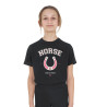 Camiseta niña Horse Team de algodón - Negro