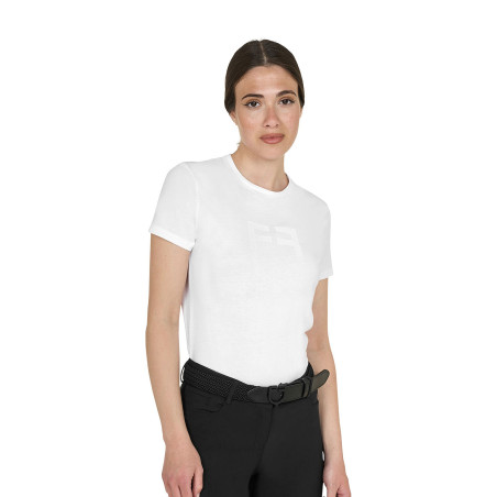 Camiseta básica de mujer con logo brillante tono sobre tono