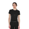 Camiseta básica de mujer con logo brillante tono sobre tono - Negro