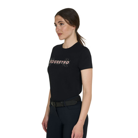Camiseta de mujer con strass de algodón