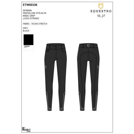 Pantalones de mujer de talle alto con logotipo de strass