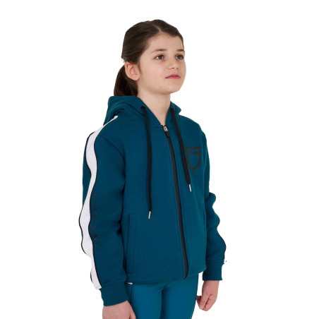 Sudadera de niña de algodón con capucha y cremallera frontal