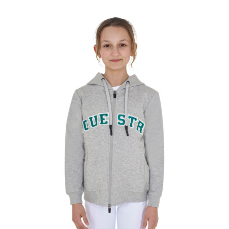 Sudadera infantil con capucha cremallera y letras efecto toalla