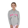 Sudadera infantil con capucha cremallera y letras efecto toalla - Gris claro jaspeado / madreselva