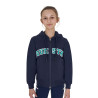 Sudadera infantil con capucha cremallera y letras efecto toalla - Americana azul marino / verde ultramar