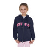 Sudadera infantil con capucha cremallera y letras efecto toalla - Americana azul marino / madreselva
