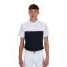 Polo de concurso para hombre Equestro Ridertechnology de manga corta con cremallera - Blanco/negro