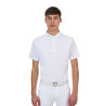 Polo de concurso para hombre Equestro Ridertechnology de manga corta con botones - Blanco