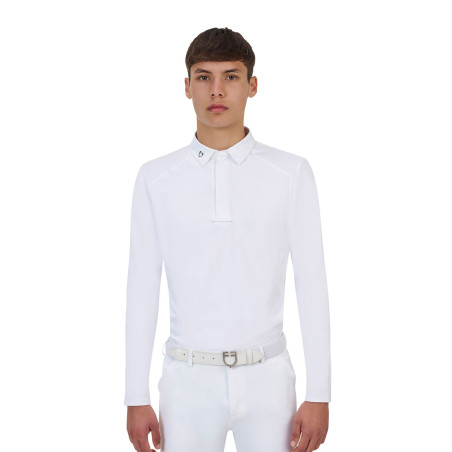 Polo de concurso hombre Equestro Ridertechnology manga larga con botones