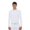 Polo de concurso hombre Equestro Ridertechnology manga larga con botones - Blanco
