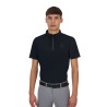 Polo de entrenamiento para hombre Equestro Ridertechnology de manga corta con cremallera - Negro