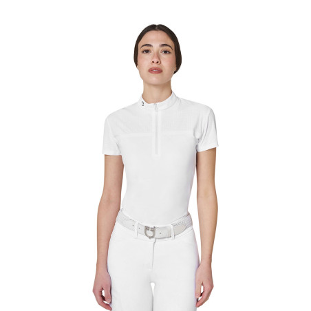 Polo de concurso para mujer Equestro Ridertechnology tejido perforado