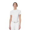 Polo de concurso para mujer Equestro Ridertechnology tejido perforado - Blanco