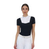 Polo de concurso mujer Equestro Ridertechnology manga corta - Blanco/negro