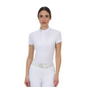 Polo de concurso mujer Equestro Ridertechnology manga corta - Blanco