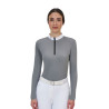 Polo de concurso para mujer Equestro Ridertechnology de manga larga con cremallera - Pájaro burlón
