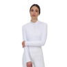 Polo de concurso para mujer Equestro Ridertechnology de manga larga con cremallera - Blanco