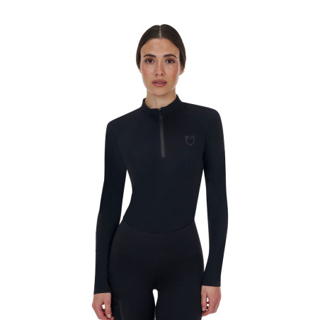 Polo de entrenamiento mujer Equestro Ridertechnology manga larga con cremallera