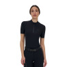 Polo de entrenamiento de mujer Equestro Ridertechnology manga corta y cremallera - Negro