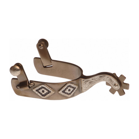 Espuelas western bruñidas con decoración de rombos