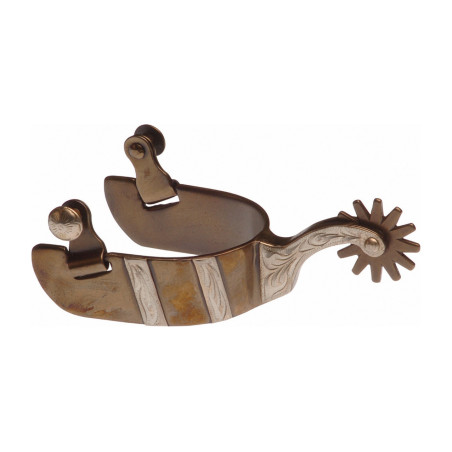 Espuelas Western bruñidas claras con inserciones de acero inoxidable