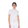 Polo de concurso para mujer slim fit en tejido perforado con cremallera Equestro - Blanco / madreselva