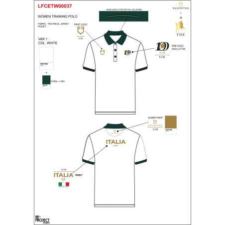 Polo de entrenamiento para mujer tres botones Equestro X Fise 100