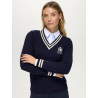 Jersey de mujer con cuello de pico de ochos Roseville Tommy Hilfiger Equestrian - Crudo