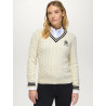 Jersey de mujer con cuello de pico de ochos Roseville Tommy Hilfiger Equestrian - Crudo