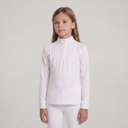 Camisa de concurso para niña clásica de manga larga blanca talla 160 niño